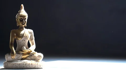 Idol of buddha on bright surface Stock Footage 119691141