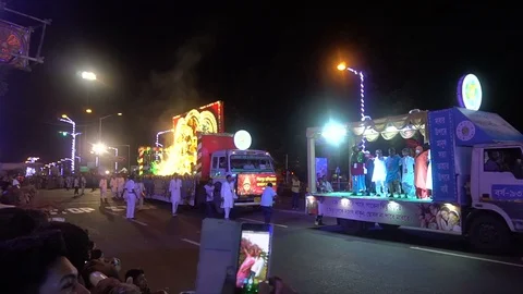 Idol of Goddess Durga in Durga Puja carnival Video stock 96973939