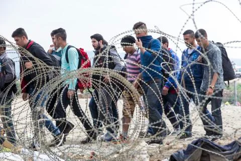 Idomeni, Greece - September 24 , 2015: Hundreds of immigrants are in a wait a Stock Photos