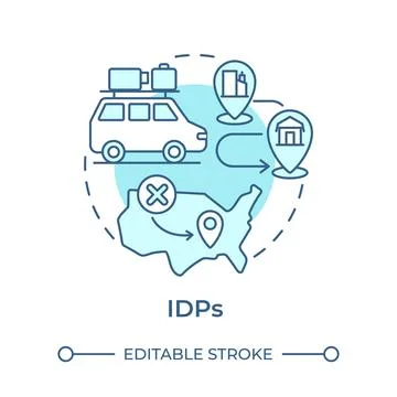 IDPs soft blue concept icon Illustrazione stock