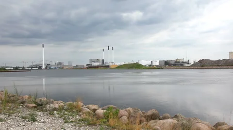 Idustrial district with large chimneys Video stock 40224603