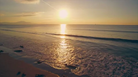 Idyllic aerial drone footage of sea during sunset Stock Footage 59082640