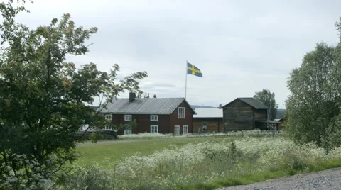 Idyllic and Traditional Swedish Summer Home. Handheld Stock Footage