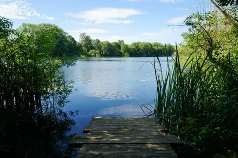 Idyllic bathing lake Stock Photos