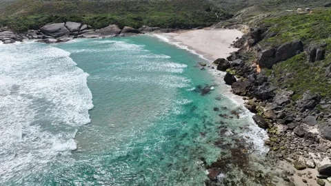Idyllic beach Lowlands Beach Denmark WA Drone Travel Video 4k Stock Footage 293125197