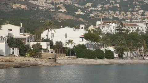 Idyllic beautiful cast in Altea, Spain with luxury villas Video stock 228654471