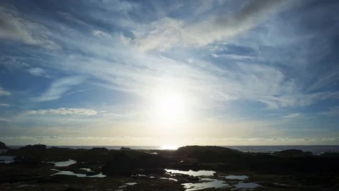 Idyllic Day To Sunset Timelapse Of Beach Against Cloudy Sky Stock Footage 70801853