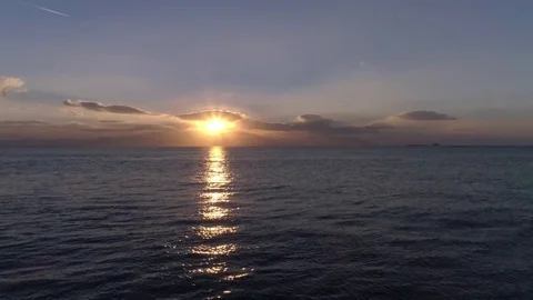 Idyllic Drone Footage Of Sunset Over Sea Stock Footage 79646065