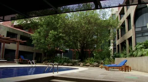 Idyllic hotel pool 3 Stock Footage 21929883