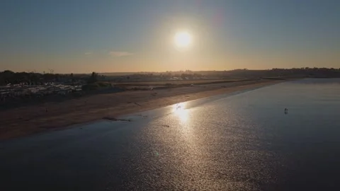 Idyllic Kent Coastline at Partial Solar Eclipse, panoramic aerial view Stock Footage 345553045