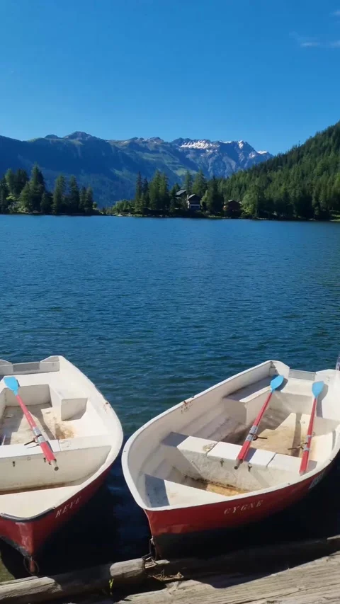 Idyllic landscape in Champex Lac, Valais, Switzerland Stock Footage 284452953
