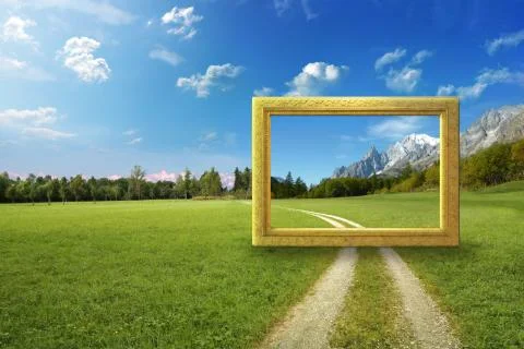 Idyllic landscape frame Stock Illustration
