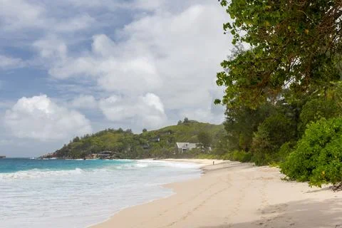 Idyllic ocean scene showcasing a tranquil sandy beach Stock Photos