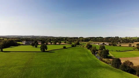 Idyllic Patchwork East Devon Countryside. Aerial Dolly Back, Establishing Stock Footage 166890169