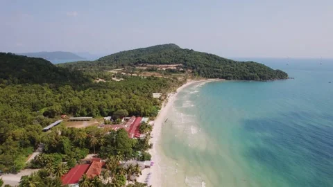 Idyllic Phu Quoc Tropical Beach Aerial Stock Footage 260689312