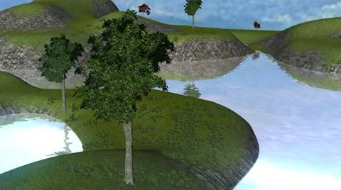 Idyllic River Scene (Animated) Video stock 11434878