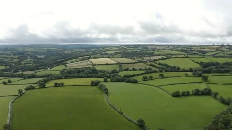 Idyllic Rolling Patchwork Farmland - British Greenery - aerial drone shot Stock Footage 208281514