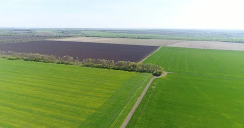 Idyllic rural view of gently rolling patchwork farmland Stock Footage 86171758