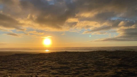 Idyllic Sandy Beach Sunset Scenic Stock Footage 126777050