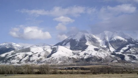Idyllic snow covered mountain ranges in winter Stock Footage 113235575