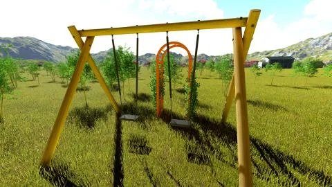 Idyllic summer landscape in the Alps 3d rendering Stock-Illustration