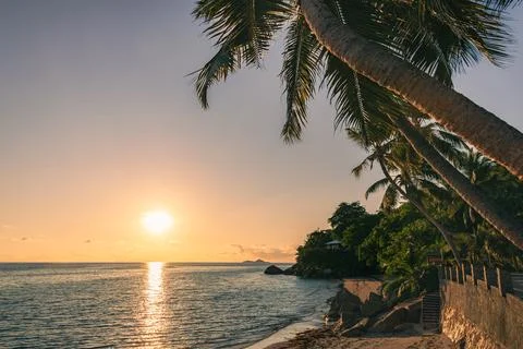 Idyllic Sunset At The Beach Stock Photos