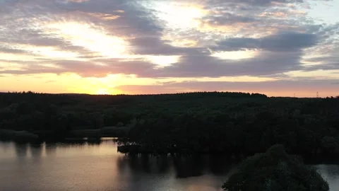 Idyllic sunset over the lake in Poland Stock Footage 248896678