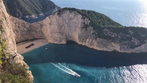 Idyllic view of beautiful Navagio Beach on Zakynthos Island in Greece Stock Footage 82335031