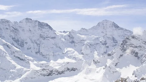 Idyllic view of a snow covered mountain range Stock Footage 113237557
