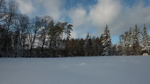 Idyllic winter landscape timelapse. 4k snowy landscape. Stock Footage 325890273