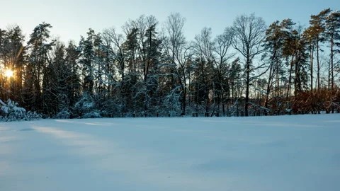 Idyllic winter landscape timelapse. 4k snowy landscape. Stock Footage 325893477