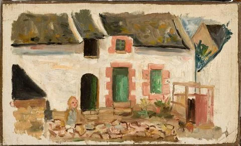 ï»¿Dziecko przed domem. Makowski, Tadeusz (1882-1932), painter Copyright:  Stock Photos