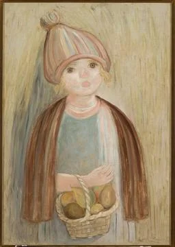 ï»¿Dziewczynka z koszykiem gruszek. Makowski, Tadeusz (1882-1932), painter Stock Photos