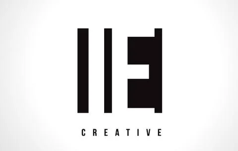 IE I E White Letter Logo Design with Black Square. Stock Illustration