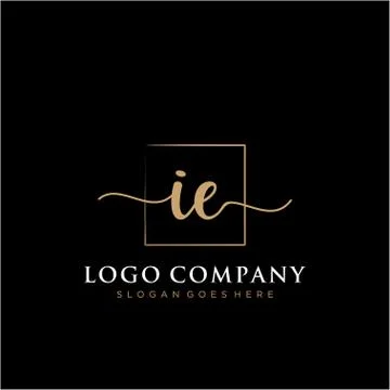 IE Initial handwriting logo with rectangle template vector Stock Illustration