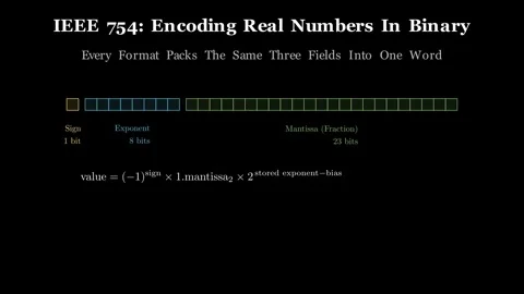 IEEE 754 Floating Point - Encoding real numbers in binary Stock Footage 340996854