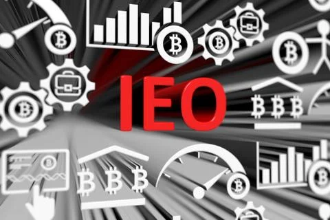 IEO concept blurred background 3d render illustration Stock Illustration