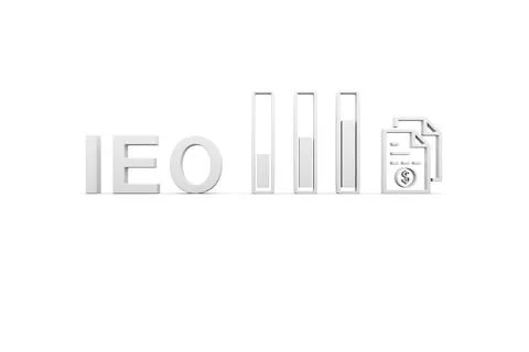 IEO concept white background 3d render illustration Stock Illustration