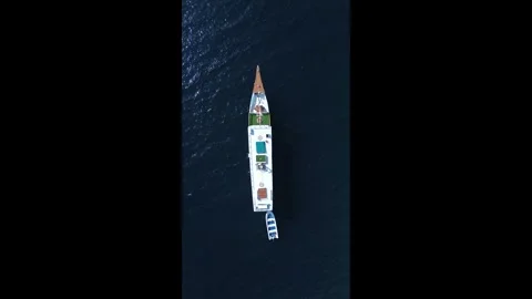IEW FROM THE ABOVE OF A SEA SHIP Stock Footage 302328037