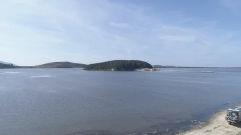 Iew on  isolated Monastery of Saint Mary on Zvernec island 4k 스톡 동영상 97341990