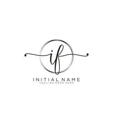 IF Initial handwriting logo with circle template vector Stock Illustration