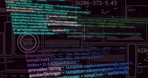 If-statement appearing on UI initiating fading code lines and gauge updating Video stock 310317632