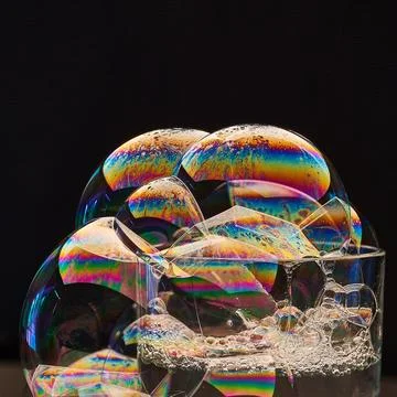 If you light up soap bubbles you get beautiful color patterns Stock Photos