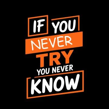 If you never try typography quote orange white colors black background. 스톡 일러스트