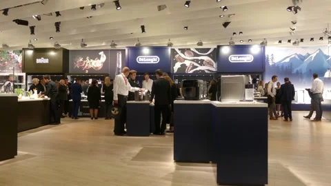 IFA, BERLIN - SEPTEMBER 5 2016: Pavilion DELONGHI Coffee technique at IFA Glo Stock Footage 192434005