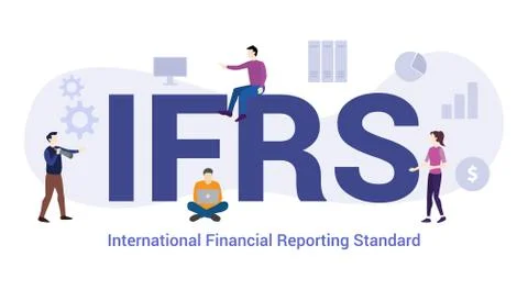 Ifrs concept with big word or text and team people with modern flat style - v Stock-Illustration