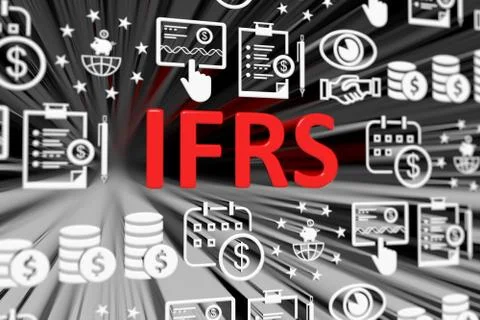 IFRS concept blurred background 3d render illustration Stock Illustration