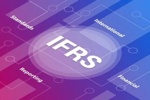 Ifrs concept words isometric 3d word text concept with some related text and  Illustrazione stock