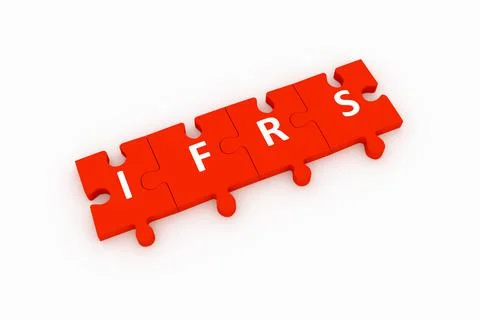 IFRS puzzle concept white background 3D render illustration Stock Illustration