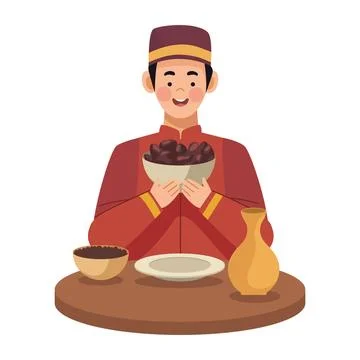 Iftar man with dates Stock Illustration